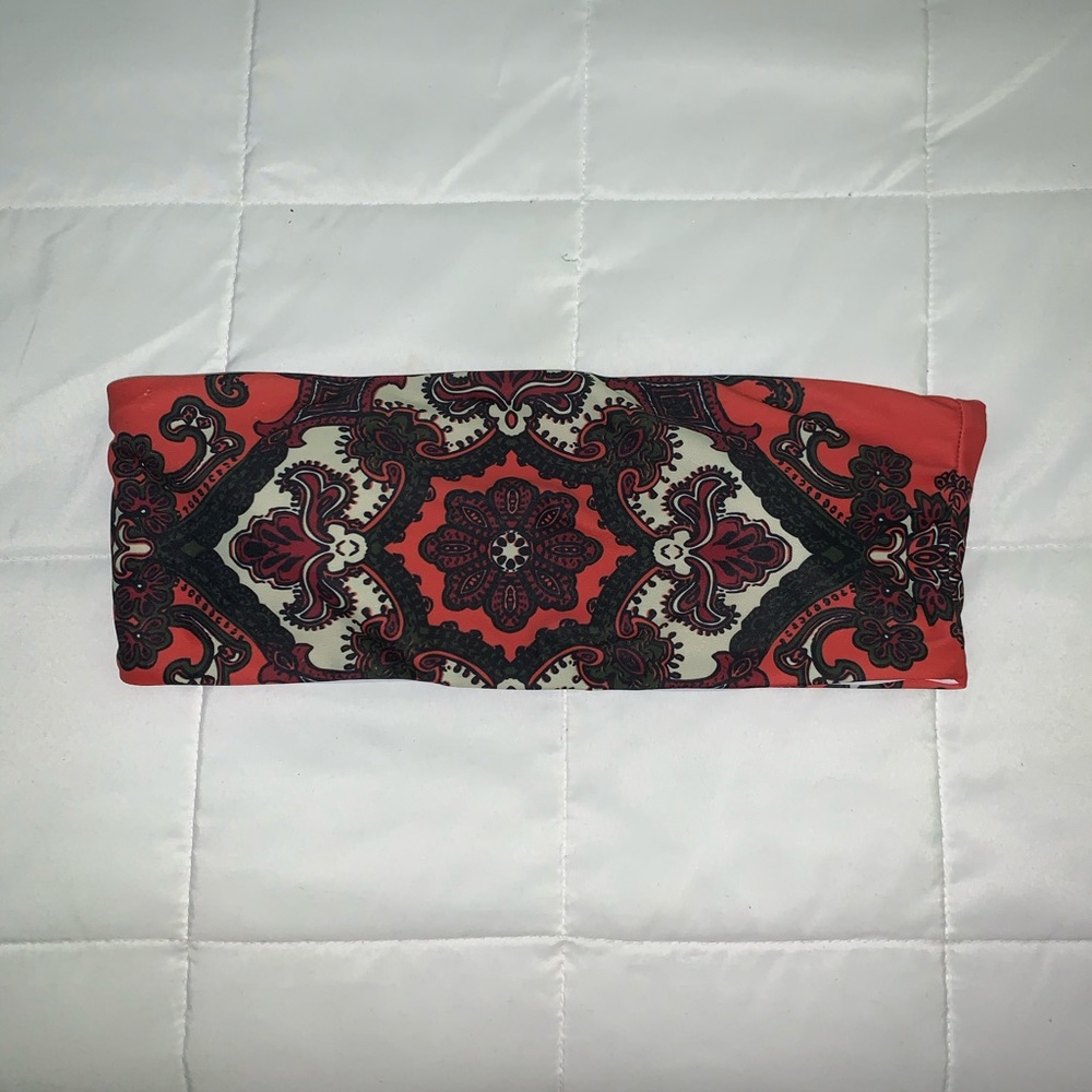 Deep Orange Tribal Print Tube Top